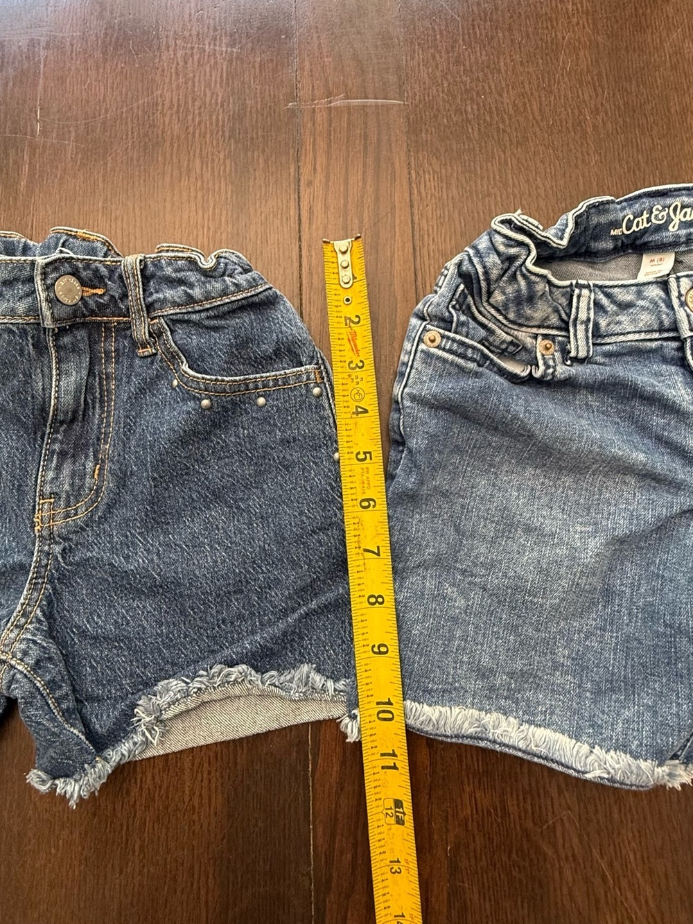 Cat & Jack and Art Class Girls' Washed Denim Adjustable Waist Shorts - size 8 - Picture 4 of 7
